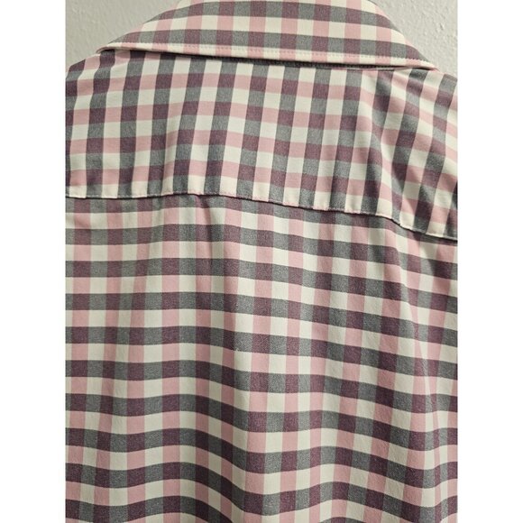 Mens Express Extra Slim Performance Button Down-Pink Gray White Medium 15-15 1/2 - Picture 6 of 13